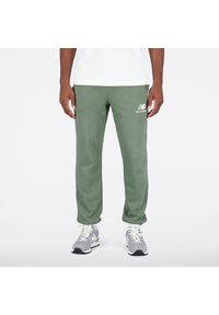 Spodnie męskie New Balance MP31539DON – zielone. Kolor: zielony. Materiał: poliester, dresówka, bawełna. Sport: fitness
