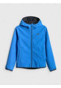 4f - 4F Kurtka softshell wiatroodporna membrana 5000 chłopięca - niebieska 134 (8-9 lat). Okazja: na uczelnię. Kolor: niebieski. Materiał: softshell. Sezon: lato #1