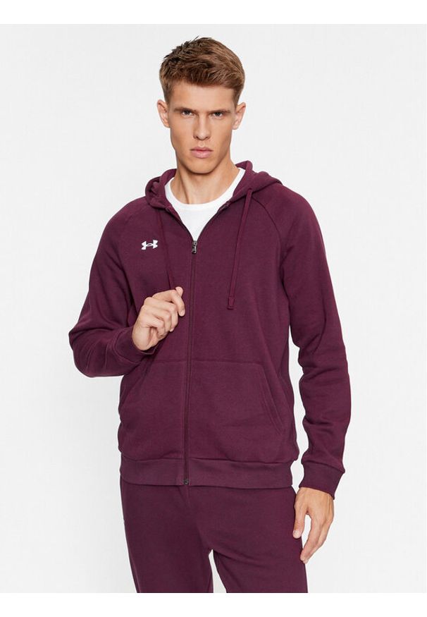 Under Armour Bluza Ua Rival Fleece Fz Hoodie 1379767 Bordowy Loose Fit. Kolor: czerwony. Materiał: bawełna