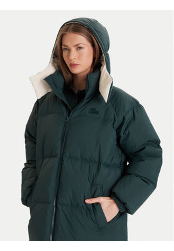 Lacoste Kurtka puchowa BF9001 Zielony Oversize. Kolor: zielony. Materiał: syntetyk
