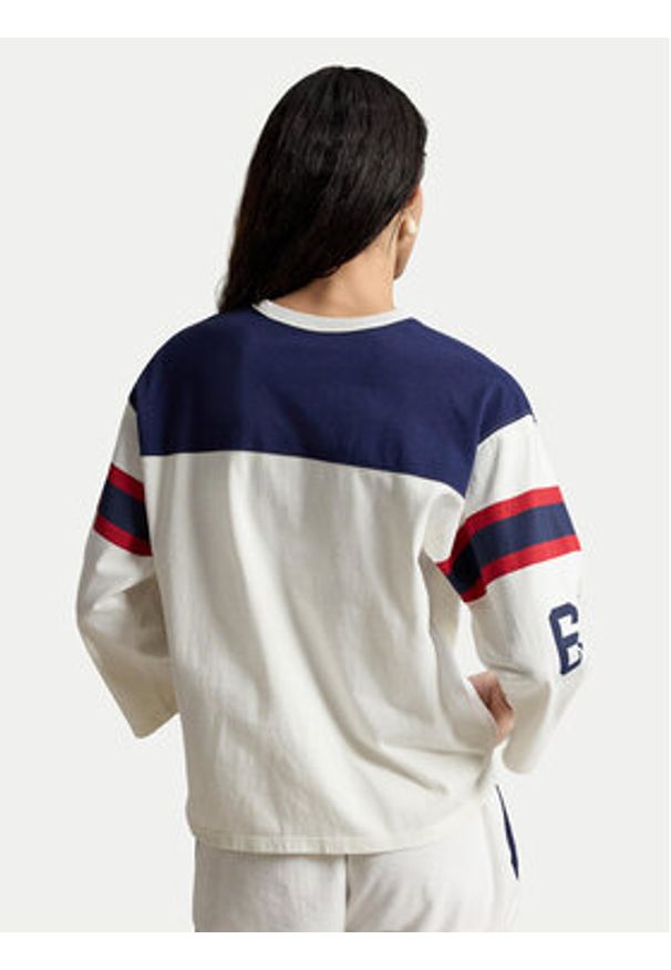 Polo Ralph Lauren Bluzka 211A12714001 Kremowy Oversize. Typ kołnierza: polo. Kolor: kremowy. Materiał: bawełna