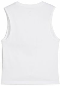 Puma - Damska wąska koszulka bez rękawów z logo No. 1 ESS PUMA White. Kolor: biały. Materiał: guma. Długość rękawa: bez rękawów. Wzór: nadruk