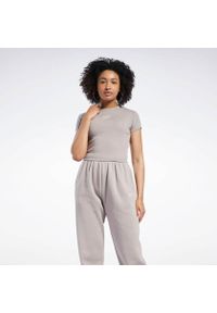 Koszulka sportowa damska Reebok Ribbed. Kolor: brązowy, beżowy. Materiał: elastan, bawełna