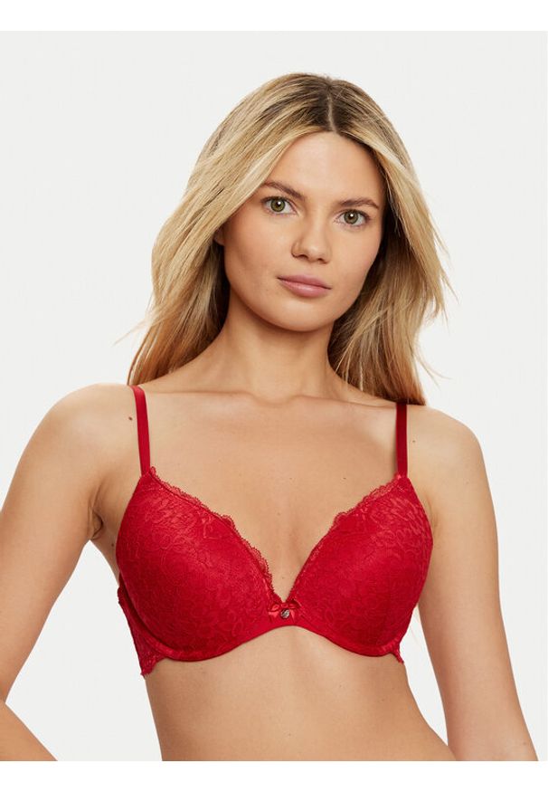 Hunkemöller Biustonosz z fiszbiną Marine 300245 Czerwony. Kolor: czerwony. Materiał: syntetyk