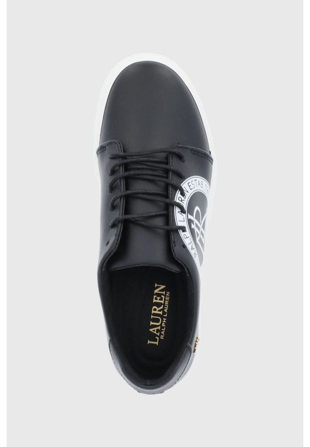 Lauren Ralph Lauren - Buty skórzane. Nosek buta: okrągły. Zapięcie: sznurówki. Kolor: czarny. Materiał: skóra