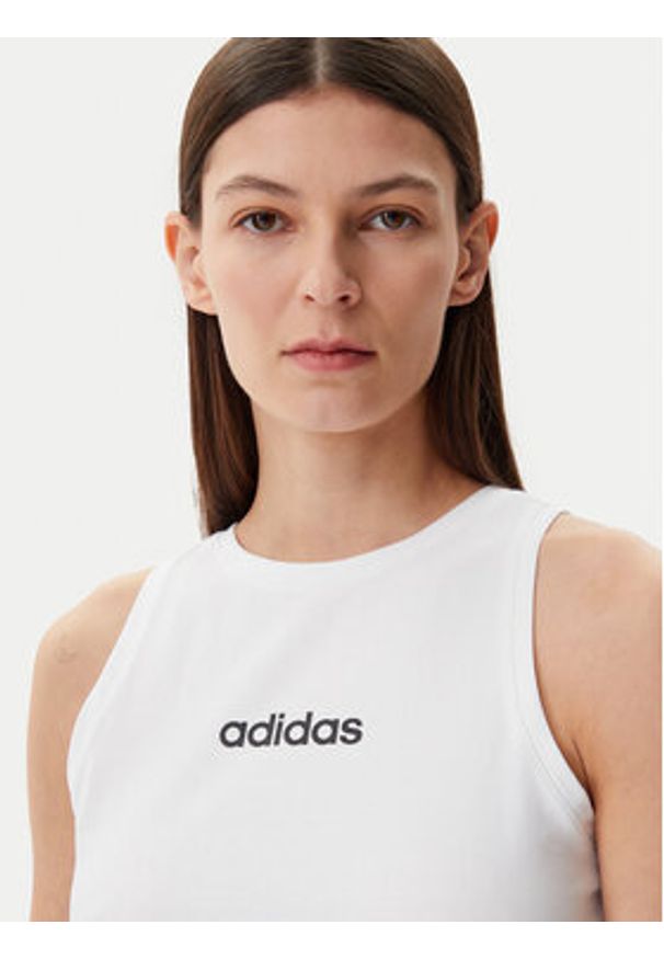 Adidas - adidas Top Essentials Linear JC5799 Biały Slim Fit. Kolor: biały. Materiał: bawełna