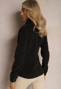 Renee - Czarna Bluza na Suwak Ocieplana Polarem z Kołnierzem Imerulia. Okazja: na spacer. Kolor: czarny. Materiał: polar. Sezon: zima