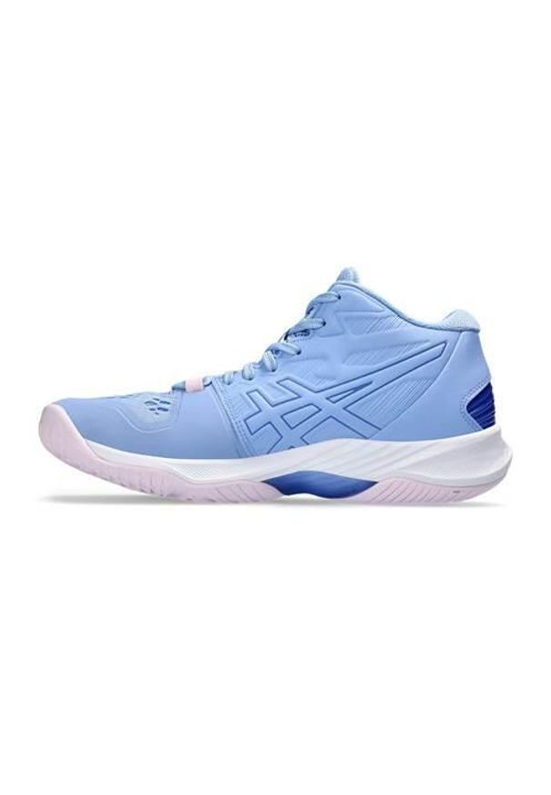 Buty siatkarskie męskie Asics Sky Elite Ff Mt 2. Zapięcie: sznurówki. Kolor: wielokolorowy, niebieski. Materiał: guma, materiał, syntetyk, tkanina. Szerokość cholewki: normalna