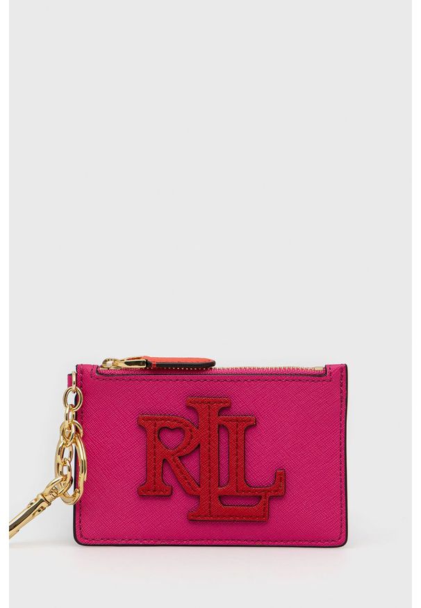 Lauren Ralph Lauren portfel skórzany damski kolor różowy. Kolor: różowy. Materiał: skóra