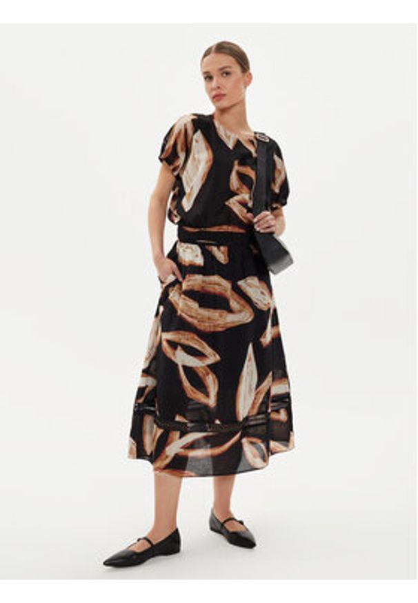 DKNY Spódnica midi P4EN0X38 Czarny Oversize. Kolor: czarny. Materiał: bawełna