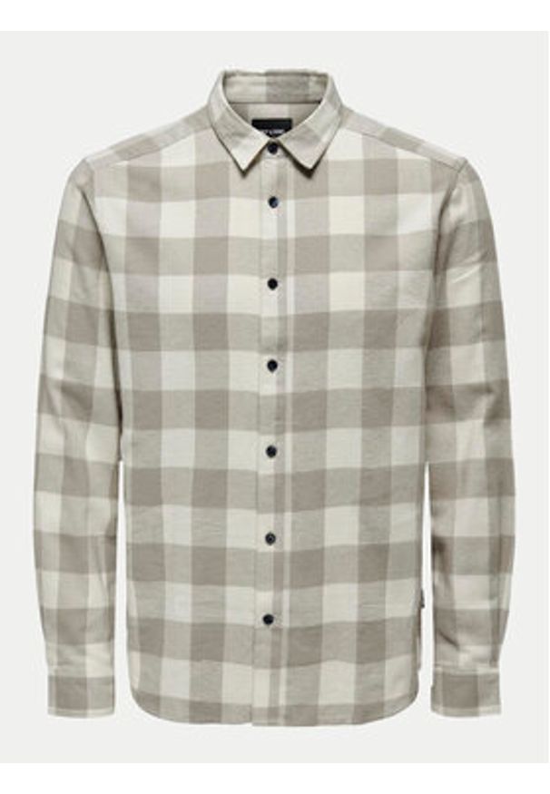 Only & Sons Koszula Gudmund 22007112 Beżowy Slim Fit. Kolor: beżowy. Materiał: bawełna