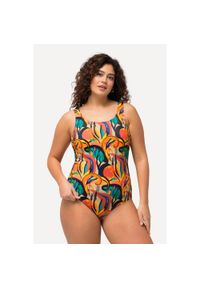 ULLA POPKEN - Damskie Strój kąpielowy dżungla bez miękkich miseczek okrągły dekolt. Kolekcja: plus size. Kolor: pomarańczowy, różowy, wielokolorowy. Materiał: materiał, poliester, elastan #1