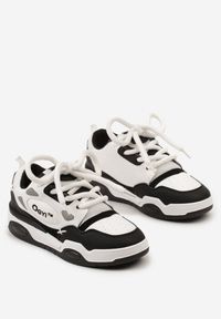 Born2be - Biało-Czarne Buty Sportowe Sneakersy z Szerokimi Sznurówkami i Ozdobnymi Wstawkami Zoisite. Zapięcie: sznurówki. Kolor: biały #3