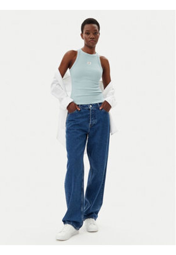 Calvin Klein Jeans Top J20J225302 Niebieski Slim Fit. Kolor: niebieski. Materiał: bawełna