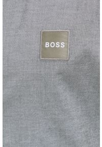BOSS - Boss Koszula męska kolor zielony slim z kołnierzykiem button-down. Typ kołnierza: button down. Kolor: zielony. Materiał: tkanina. Długość rękawa: długi rękaw. Długość: długie. Wzór: aplikacja #6