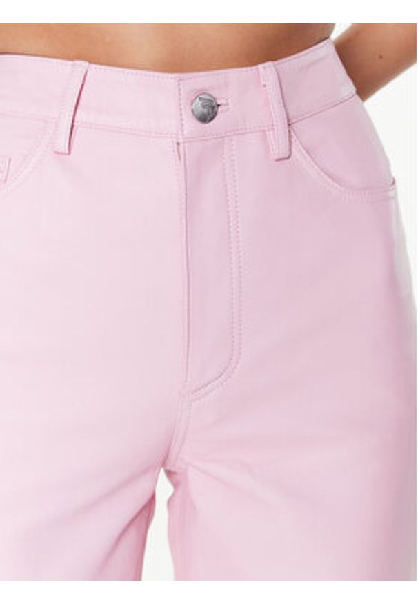 Remain Spodnie skórzane Leather Straight RM2044 Różowy Straight Fit. Kolor: różowy. Materiał: skóra