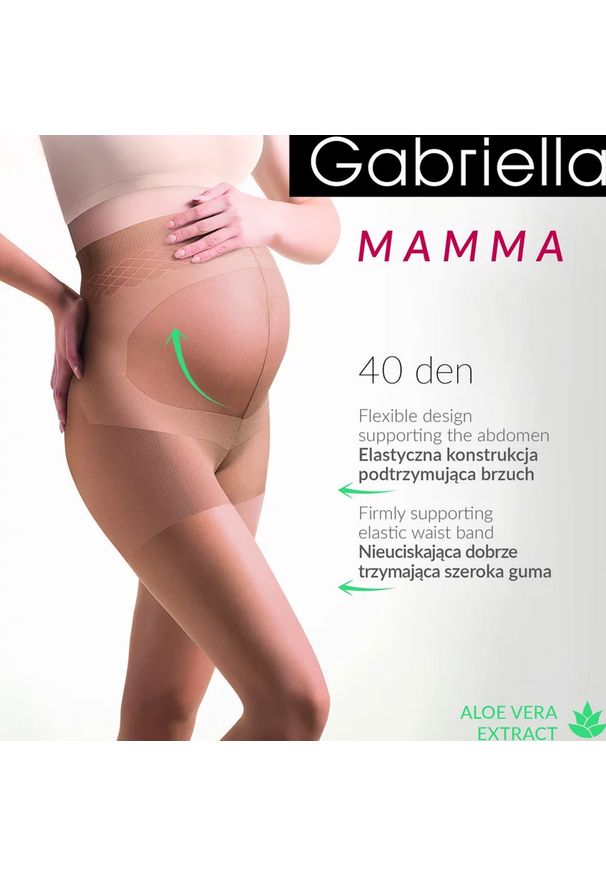 Rajstopy Gabriella Mamma 40 den nero. Kolekcja: moda ciążowa. Kolor: czarny. Materiał: guma, skóra, materiał, poliamid, bawełna, elastan. Wzór: gładki