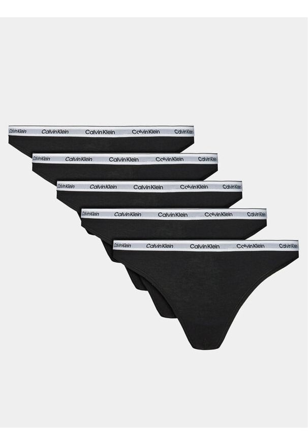 Calvin Klein Underwear Komplet 5 par stringów 000QD5221E Czarny. Kolor: czarny. Materiał: bawełna