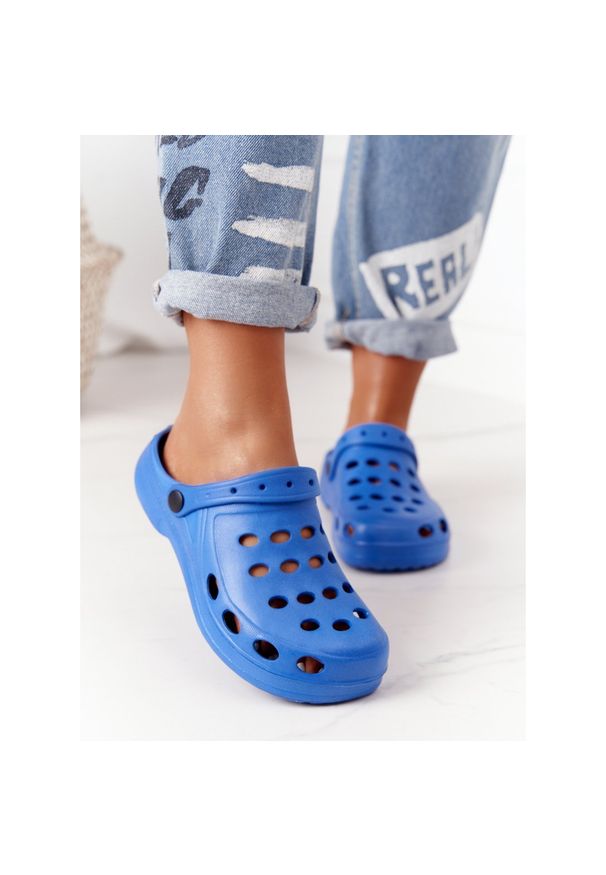 Flameshoes Damskie Klapki Niebieskie Piankowe Kroksy Eva. Okazja: do domu, na plażę. Kolor: niebieski