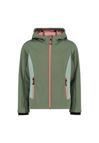 Kurtka dziewczęca CMP Astralix. Kolor: czarny, wielokolorowy, zielony. Materiał: softshell. Sport: turystyka piesza #1