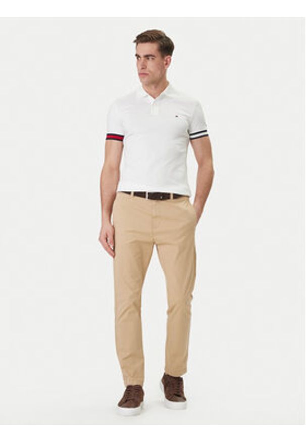TOMMY HILFIGER - Tommy Hilfiger Polo MW0MW42743 Biały Slim Fit. Typ kołnierza: polo. Kolor: biały. Materiał: bawełna