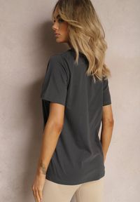 Renee - Ciemnoszara Bawełniana Koszulka T-shirt o Klasycznym Kroju Nilfgaarda. Okazja: na co dzień. Kolor: szary. Materiał: bawełna. Styl: klasyczny