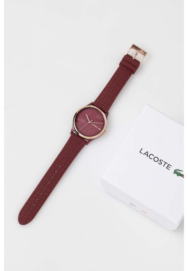 Lacoste zegarek damski kolor bordowy. Kolor: czerwony. Materiał: materiał