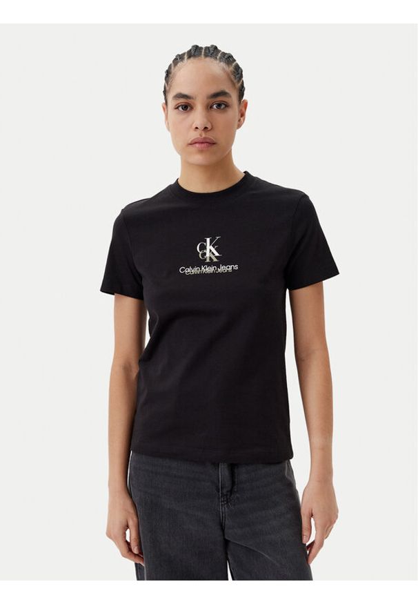 Calvin Klein Jeans T-Shirt Shadow Graphic J20J225545 Czarny Regular Fit. Kolor: czarny. Materiał: bawełna