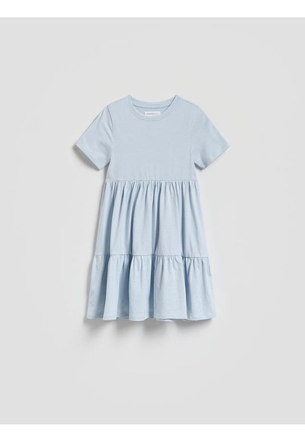 Reserved - Bawełniana sukienka - jasnoniebieski. Kolor: niebieski. Materiał: bawełna