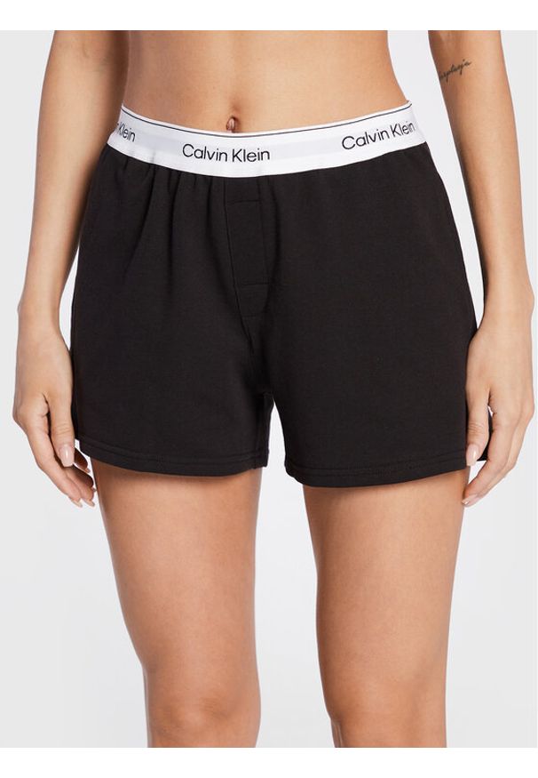 Calvin Klein Underwear Szorty piżamowe 000QS6871E Czarny Regular Fit. Kolor: czarny. Materiał: syntetyk, bawełna