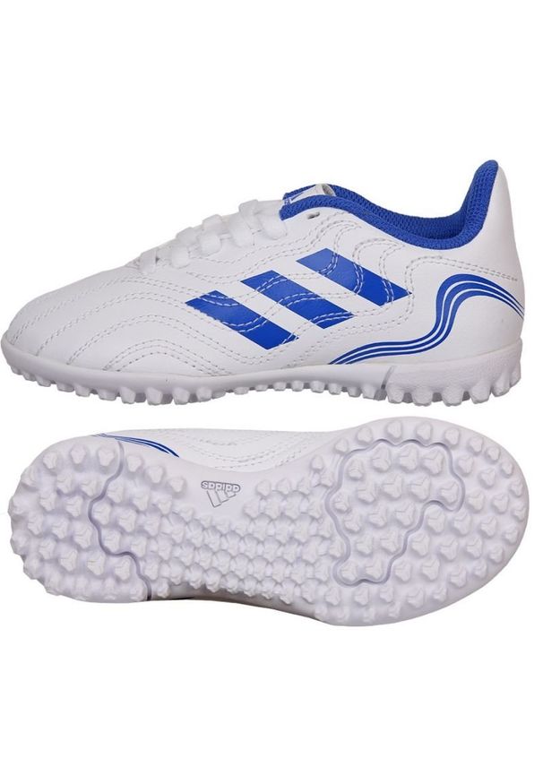 Adidas - Buty piłkarskie adidas Copa Sense.4 Tf Jr GW7398 białe białe. Zapięcie: sznurówki. Kolor: biały. Materiał: syntetyk, guma. Sport: piłka nożna