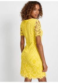Sukienka koronkowa bonprix kremowy żółty. Kolor: żółty. Materiał: koronka. Wzór: koronka #5