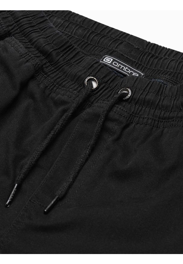 Ombre Clothing - Spodnie męskie JOGGERY z kieszeniami cargo - czarne V1 P886 - L. Kolor: czarny. Materiał: bawełna, elastan. Wzór: geometria
