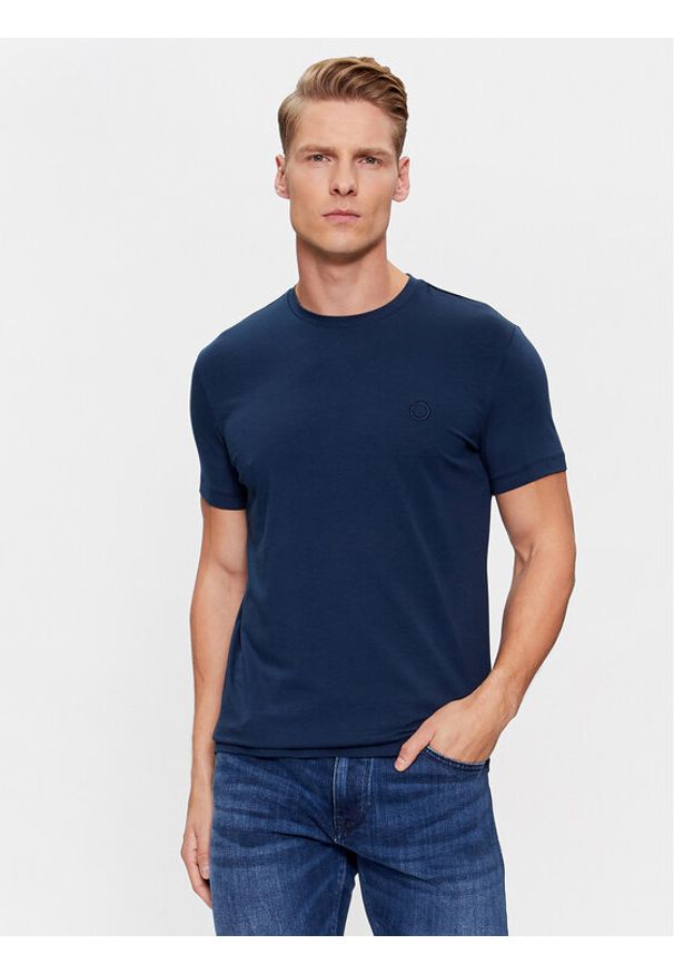 Trussardi Jeans - Trussardi T-Shirt 52T00767 Granatowy Regular Fit. Kolor: niebieski. Materiał: bawełna