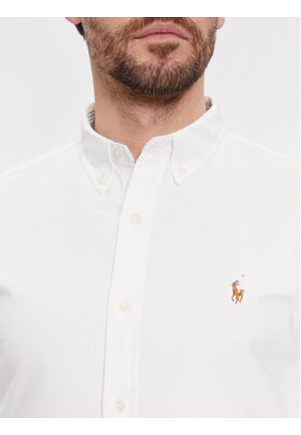 Polo Ralph Lauren Koszula 710767441007 Biały Slim Fit. Typ kołnierza: polo. Kolor: biały. Materiał: bawełna