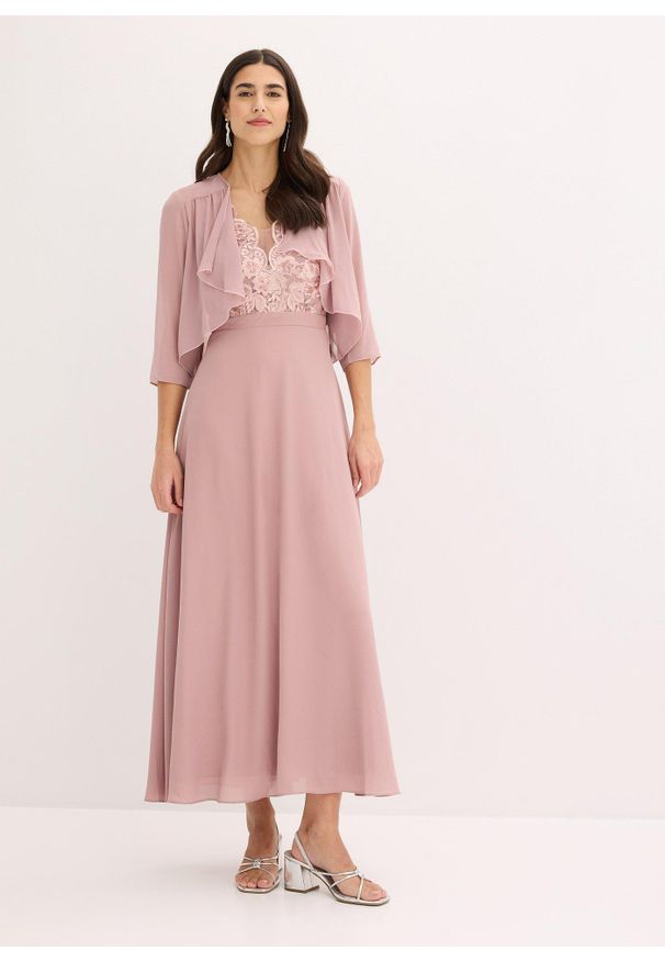 bonprix - Bolerko z delikatnego szyfonu. Kolor: różowy. Materiał: poliester, szyfon