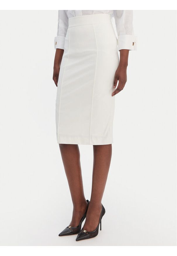 Elisabetta Franchi Spódnica ołówkowa GO-159-61E2-V360 Écru Regular Fit. Kolor: kremowy. Materiał: syntetyk