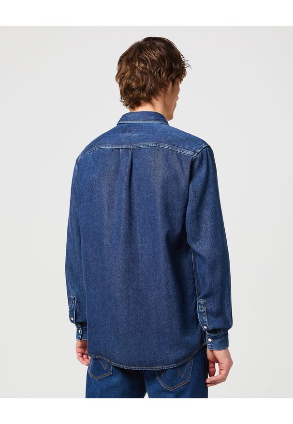 Wrangler - WRANGLER LS 1 PKT SHIRT MĘSKA KOSZULA JEANSOWA WRANGLER DARK STONE 112350576 W5M9015411. Materiał: jeans