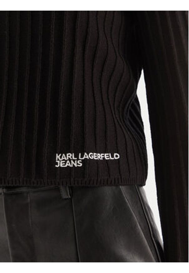Karl Lagerfeld Jeans Golf A4W18021 Czarny Slim Fit. Typ kołnierza: golf. Kolor: czarny. Materiał: bawełna