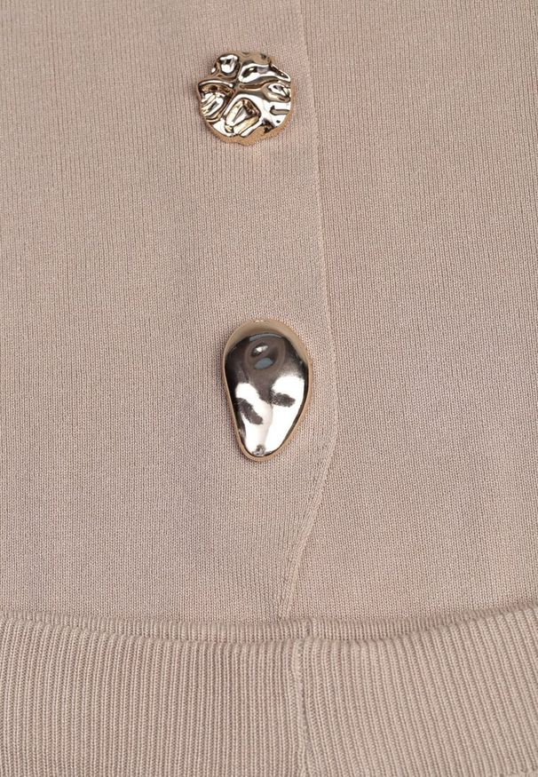 Renee - Jasnobrązowy Komplet z Wiskozą Szerokie Spodnie i Kamizelka z Aplikacjami 3D Hirimi. Kolor: brązowy. Materiał: wiskoza. Wzór: aplikacja