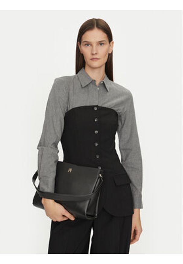 TOMMY HILFIGER - Tommy Hilfiger Torebka Th Legacy Med Satchel AW0AW17173 Czarny. Kolor: czarny. Materiał: skórzane