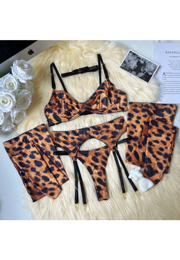 Intica - Zestaw bielizny sześcioczęściowy elegancki Antonella. Materiał: materiał, skóra