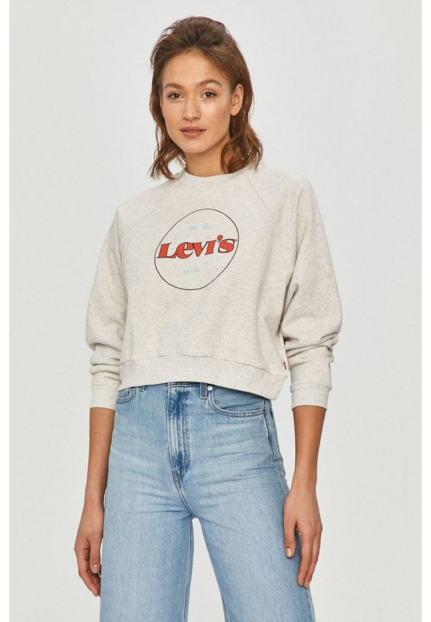 Levi's® - Levi's - Bluza bawełniana. Okazja: na spotkanie biznesowe, na co dzień. Kolor: szary. Materiał: bawełna. Długość rękawa: długi rękaw. Długość: długie. Wzór: nadruk. Styl: casual, biznesowy