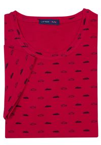Lanieri Fashion - Męska czerwona koszulka T-shirt w samochody KTS1. Kolor: czerwony. Materiał: bawełna, materiał #1