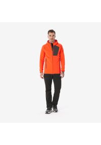 quechua - Polar turystyczny męski Quechua MH500 zamek. Kolor: czerwony, szary, pomarańczowy, wielokolorowy. Materiał: polar. Sport: turystyka piesza