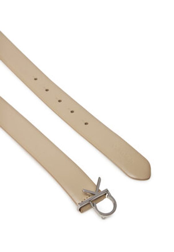 Calvin Klein Pasek Damski Ck Buckle Belt 3.0_Smooth K60K613156 Beżowy. Kolor: beżowy. Materiał: skóra