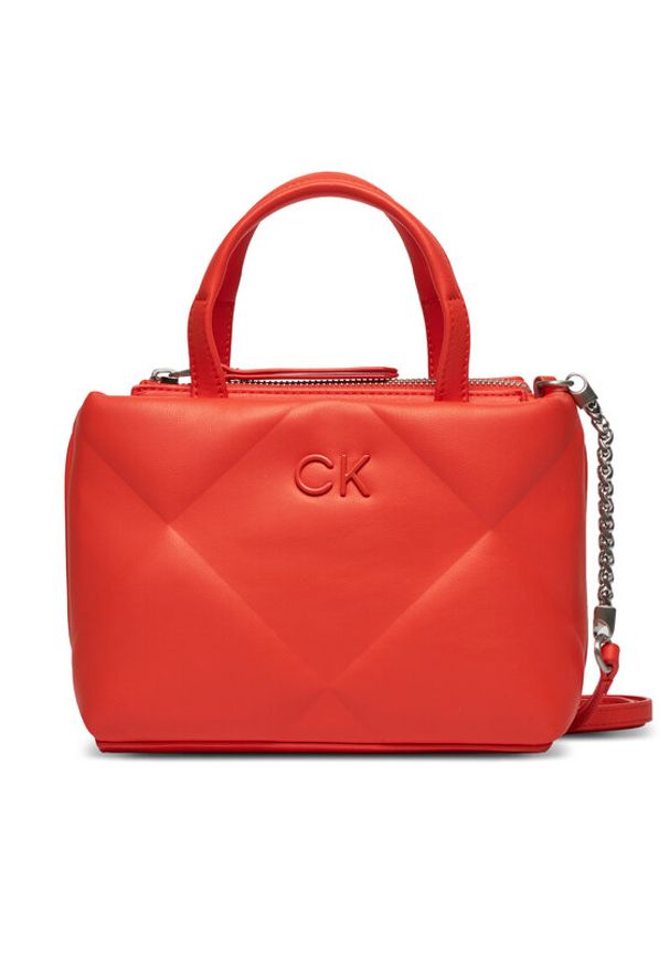 Calvin Klein Torebka Re-Lock Quilt Tote Mini K60K611340 Pomarańczowy. Kolor: pomarańczowy. Materiał: skórzane