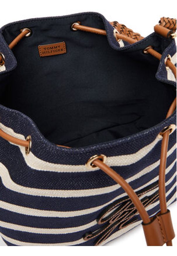 TOMMY HILFIGER - Tommy Hilfiger Torebka Th Elev Summer Bucket Stripe AW0AW18401 Granatowy. Kolor: niebieski