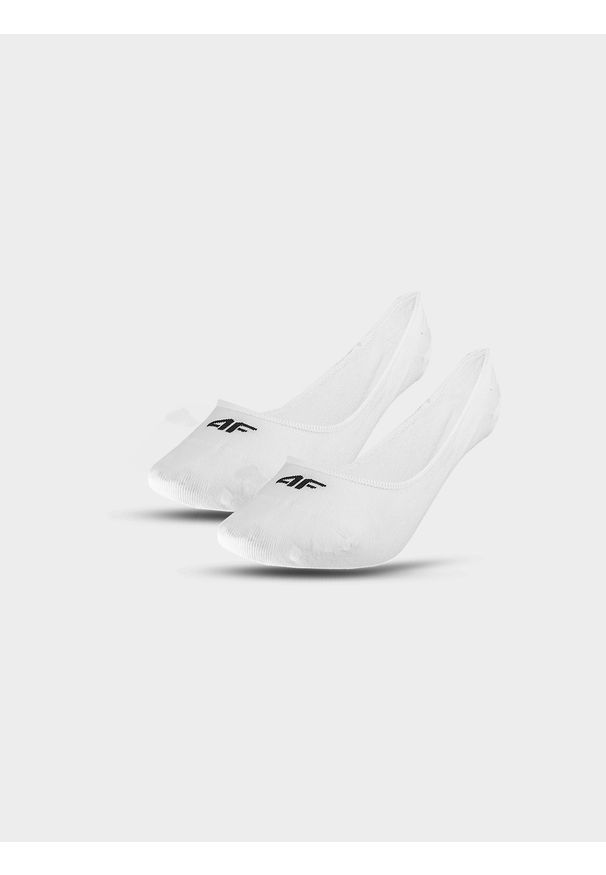 4f - Skarpetki casual stopki (2-pack) damskie - białe. Kolor: biały. Materiał: materiał, bawełna, poliester, włókno