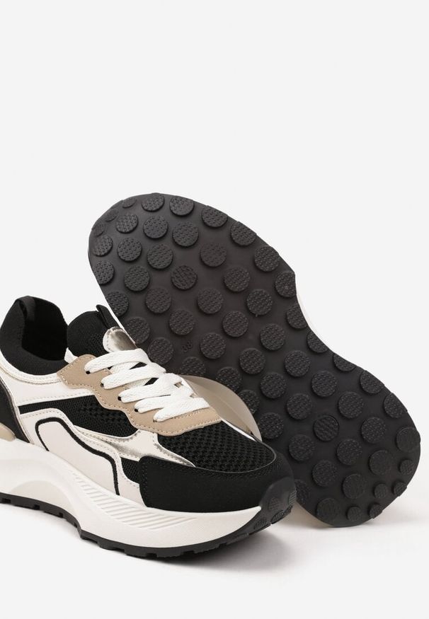 Born2be - Czarne Sneakersy w Streetwearowym Stylu na Grubej Podeszwie Zelluria. Okazja: na co dzień. Kolor: czarny. Materiał: jeans